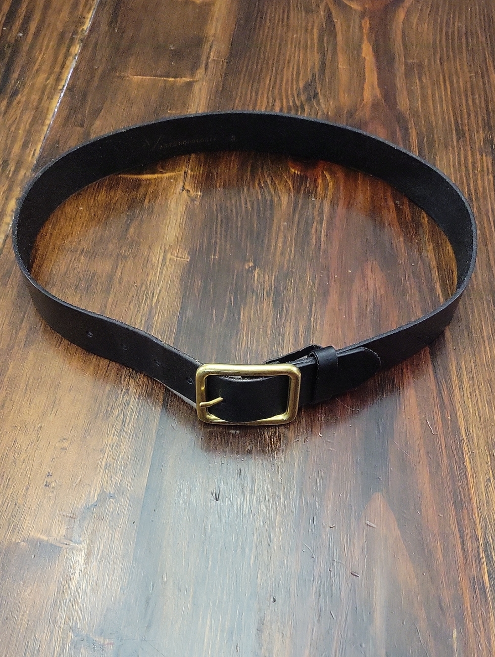 Anthropologie Black Leather Logo-Stamped Belt